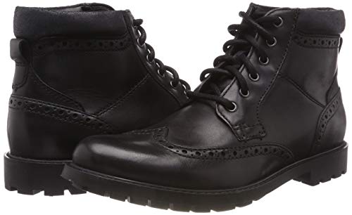Clarks Curington Rise, Botas Chelsea Hombre, Negro (Black Smooth Leather), 43 EU