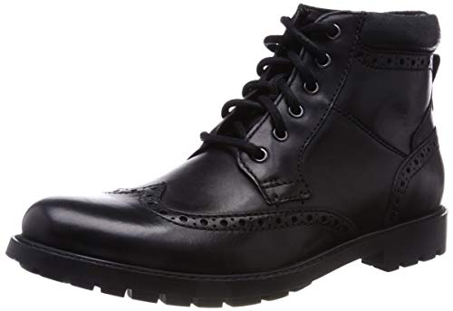 Clarks Curington Rise, Botas Chelsea Hombre, Negro (Black Smooth Leather), 43 EU