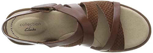 Clarks Declan Mix, Sandalias de Gladiador para Mujer, Marrón (Mahogany Combi Mahogany Combi), 41.5 EU