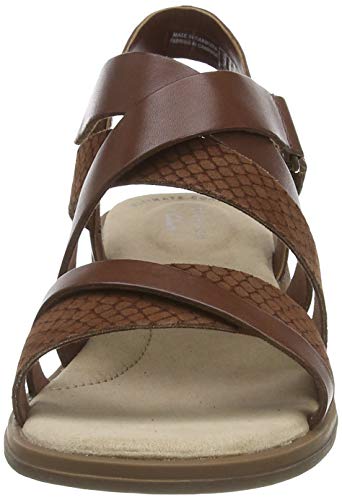 Clarks Declan Mix, Sandalias de Gladiador para Mujer, Marrón (Mahogany Combi Mahogany Combi), 41.5 EU