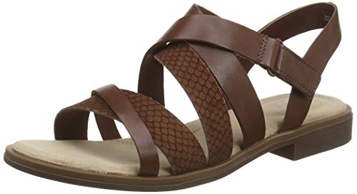 Clarks Declan Mix, Sandalias de Gladiador para Mujer, Marrón (Mahogany Combi Mahogany Combi), 41.5 EU