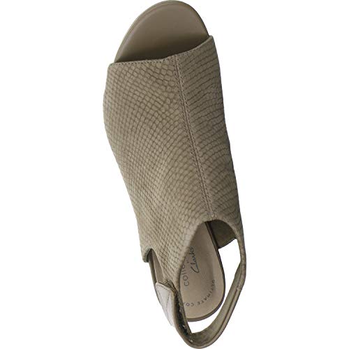 Clarks Deva Bell, Sandalias de Talón Abierto para Mujer, Verde (Olive Nubuck Olive Nubuck), 40 EU