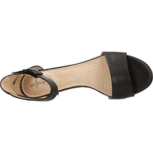 Clarks Deva Mae, Zapatos con Tacon y Correa de Tobillo Mujer, Negro (Black Leather-), 39 EU