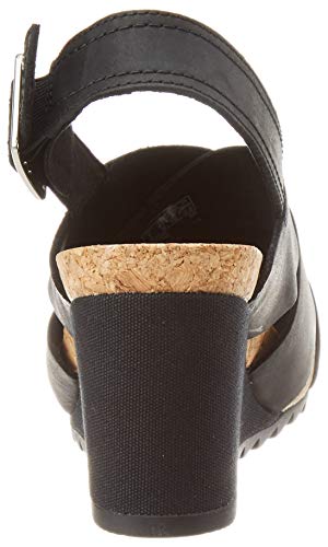 Clarks Flex Sand, Sandalias de Talón Abierto Mujer, Negro (Black Leather Black Leather), 37 EU