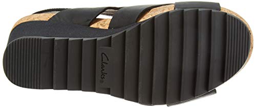 Clarks Flex Sand, Sandalias de Talón Abierto Mujer, Negro (Black Leather Black Leather), 37 EU