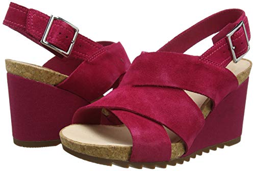 Clarks Flex Sand, Sandalias de Talón Abierto Mujer, Rosa (Fuchsia Suede Fuchsia Suede), 40 EU