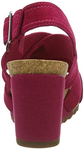 Clarks Flex Sand, Sandalias de Talón Abierto Mujer, Rosa (Fuchsia Suede Fuchsia Suede), 40 EU