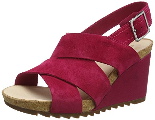 Clarks Flex Sand, Sandalias de Talón Abierto Mujer, Rosa (Fuchsia Suede Fuchsia Suede), 40 EU