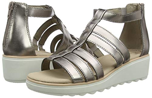 Clarks Jillian Nina, Sandalia con Pulsera para Mujer, Plateado (Pewter Metallic Pewter Metallic), 39 EU