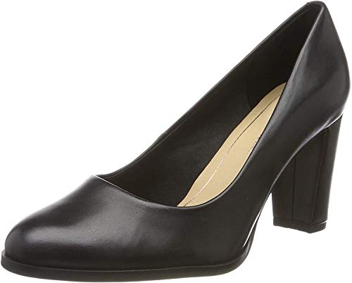 Clarks Kaylin Cara, Zapatos de Tacón para Mujer, Negro (Black Leather Black Leather), 39 EU