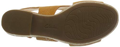 Clarks Maritsa Lara, Sandalias de Talón Abierto para Mujer, Amarillo (Amber Suede Amber Suede), 37.5 EU