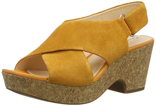 Clarks Maritsa Lara, Sandalias de Talón Abierto para Mujer, Amarillo (Amber Suede Amber Suede), 37.5 EU