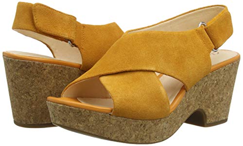 Clarks Maritsa Lara, Sandalias de Talón Abierto para Mujer, Amarillo (Amber Suede Amber Suede), 37.5 EU