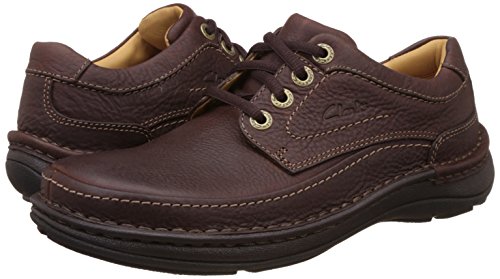 Clarks Nature Three 20339005 - Zapatos casual de cuero nobuck para hombre (Mahogany Leather), color marrón, talla 41