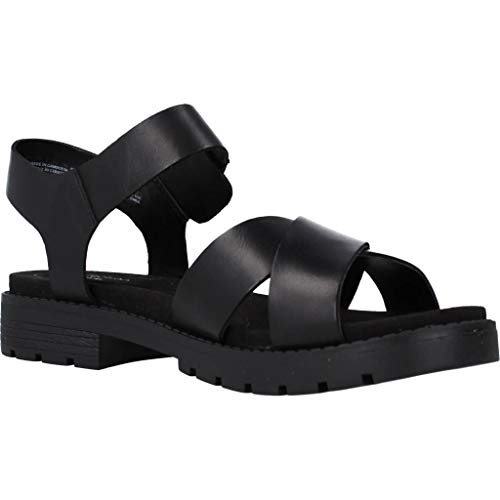 Clarks Orinoco Strap, Sandalias de Talón Abierto Mujer, Negro (Black Leather Black Leather), 40 EU