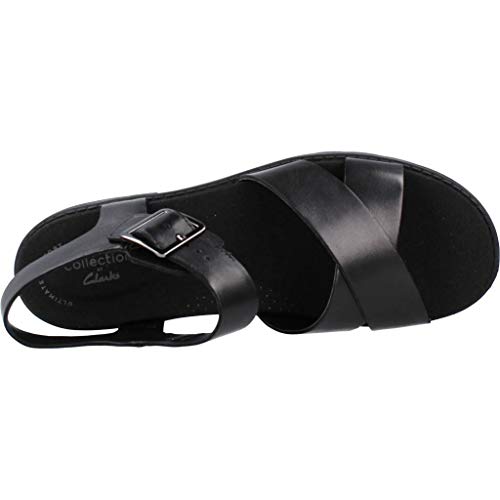 Clarks Orinoco Strap, Sandalias de Talón Abierto Mujer, Negro (Black Leather Black Leather), 40 EU