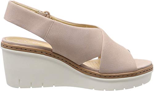 Clarks Palm Candid, Sandalia con Pulsera Mujer, Beige (Nude Pink-), 38 EU