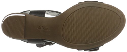 Clarks Relene Dazzle, Sandalias con Cuña Mujer, Negro (Black Leather), 37 EU
