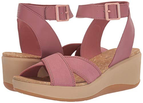 Clarks Sandalia de cuña Step Cali Coast para mujer, rosa (malva (Mauve Canvas)), 43 EU