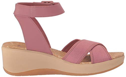 Clarks Sandalia de cuña Step Cali Coast para mujer, rosa (malva (Mauve Canvas)), 43 EU
