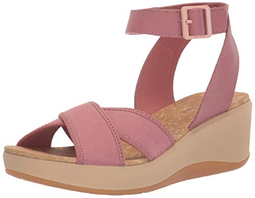 Clarks Sandalia de cuña Step Cali Coast para mujer, rosa (malva (Mauve Canvas)), 43 EU