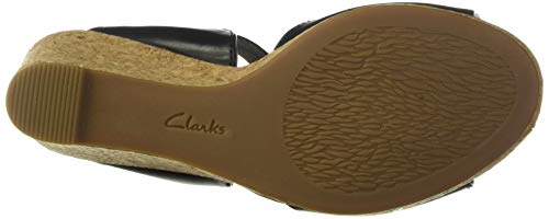 Clarks Sandalias de cuña Lafley Lily para mujer, negro (Piel negra/Combinación textil), 43 EU