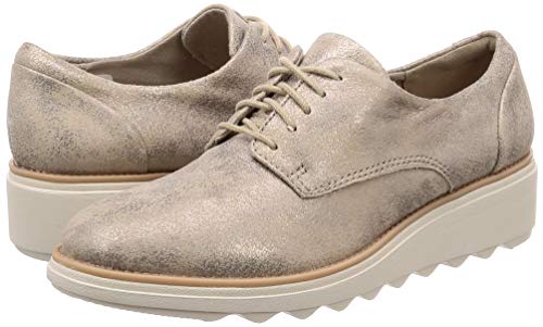 Clarks Sharon Crystal, Zapatos de Cordones Derby Mujer, Beige (Pewter-), 42 EU