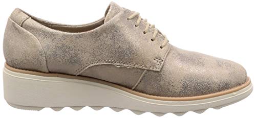 Clarks Sharon Crystal, Zapatos de Cordones Derby Mujer, Beige (Pewter-), 43 EU