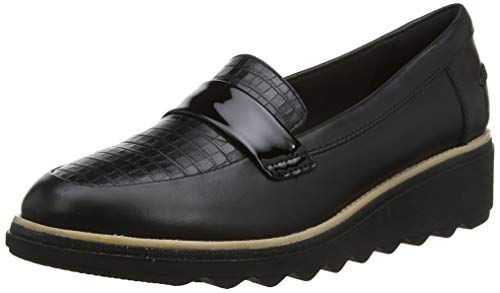 Clarks Sharon Gracie, Mocasines Mujer, Negro (Black Black), 40 EU