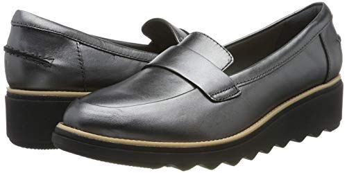 Clarks Sharon Gracie, Mocasines Mujer, Plateado (Metallic Metallic), 42 EU