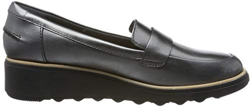 Clarks Sharon Gracie, Mocasines Mujer, Plateado (Metallic Metallic), 42 EU