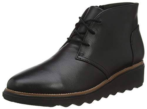 Clarks Sharon Hop, Botas Modelo Chukka Mujer, Negro (Black Leather), 36 EU