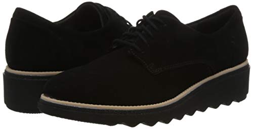 Clarks Sharon Noel, Zapatos de Cordones Derby Mujer, Negro (Black Nubuck), 36 EU