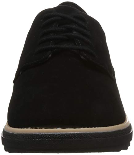 Clarks Sharon Noel, Zapatos de Cordones Derby Mujer, Negro (Black Nubuck), 39 EU