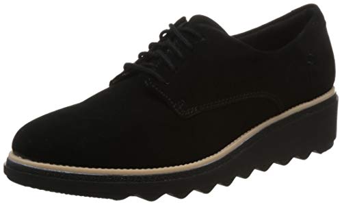 Clarks Sharon Noel, Zapatos de Cordones Derby Mujer, Negro (Black Nubuck), 41 EU