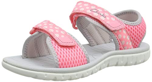 Clarks Surfing Tide K, Sandalias de Talón Abierto Niños, Rosa (Pink Combi Pink Combi), 30 EU