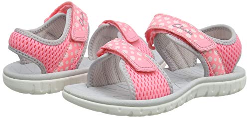 Clarks Surfing Tide K, Sandalias de Talón Abierto Niños, Rosa (Pink Combi Pink Combi), 30 EU