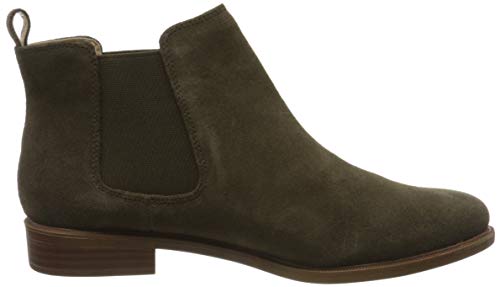Clarks Taylor Shine, Botas Estilo Chelsea Mujer, Verde (Dark Olive Suede), 39.5 EU