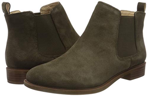 Clarks Taylor Shine, Botas Estilo Chelsea Mujer, Verde (Dark Olive Suede), 39.5 EU