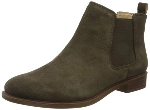Clarks Taylor Shine, Botas Estilo Chelsea Mujer, Verde (Dark Olive Suede), 39.5 EU