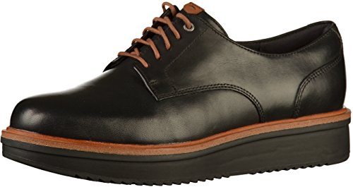 Clarks Teadale Rhea, Zapatos de Cordones Brogue Mujer, Negro (Black Leather), 41.5 EU