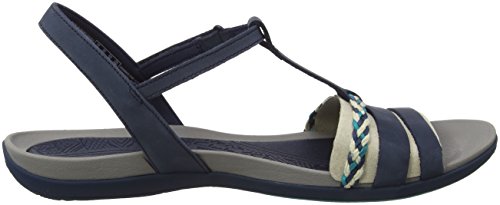 Clarks Tealite Grace, Sandalias con Tira Vertical para Mujer, Azul (Navy), 42 EU