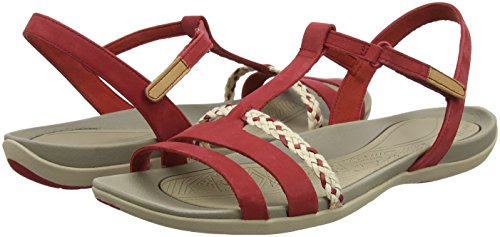 Clarks Tealite Grace, Sandalias con Tira Vertical para Mujer, Rojo (Red Nubuck), 37.5 EU