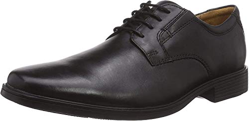 Clarks Tilden Plain, Zapatos Derby para Hombre, Negro (Black Leather), 42 EU