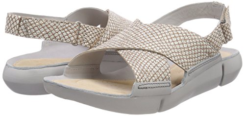 Clarks Tri Chloe, Sandalias de Talón Abierto para Mujer, Plateado (Metallic), 37 EU