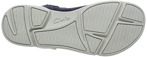 Clarks Tri Sporty, Sandalias de Talón Abierto Mujer, Beige (Navy Textile Navy Textile), 41.5 EU