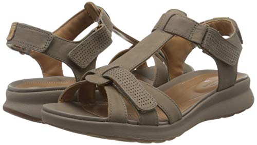 Clarks Un Adorn Vibe, Sandalias de Talón Abierto para Mujer, Gris (Taupe Nubuck Taupe Nubuck), 40 EU