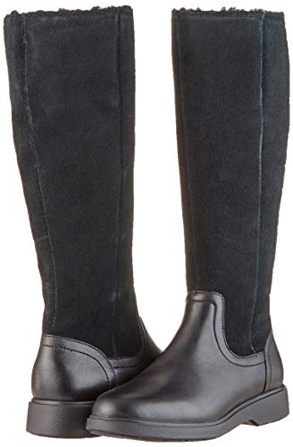 Clarks Un Elda Hi, Botas Slouch Mujer, Negro (Black Combi Black Combi), 38 EU