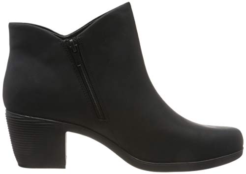 Clarks Un Lindel Zip, Botines Mujer, Negro (Black Oily Lea Black Oily Lea), 38 EU
