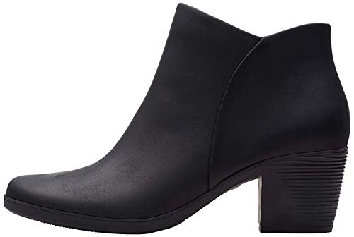 Clarks Un Lindel Zip, Botines Mujer, Negro (Black Oily Lea Black Oily Lea), 38 EU
